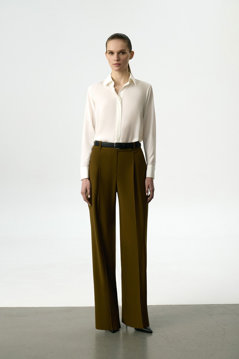 Брюки широкие VASSA&Co, пол женский, цвет зеленый, фото №3