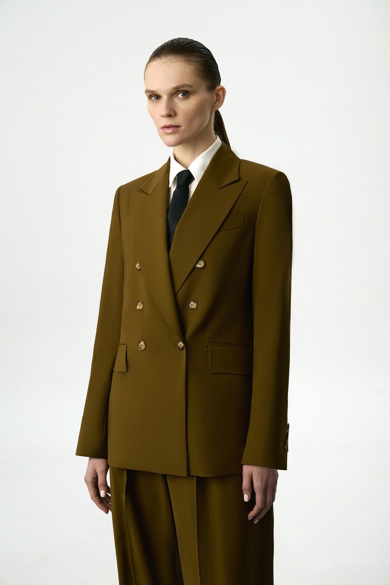 Жакет двубортный VASSA&Co, пол female, цвет зеленый, фото №4
