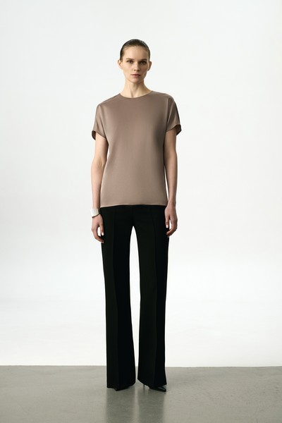 Блузка атласная VASSA&Co, пол женский, цвет коричневый, фото №3