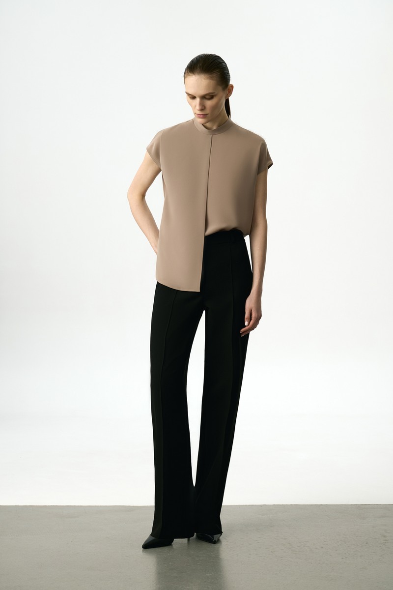 Блузка с эффектом многослойности VASSA&Co, пол female, цвет бежевый, фото №2