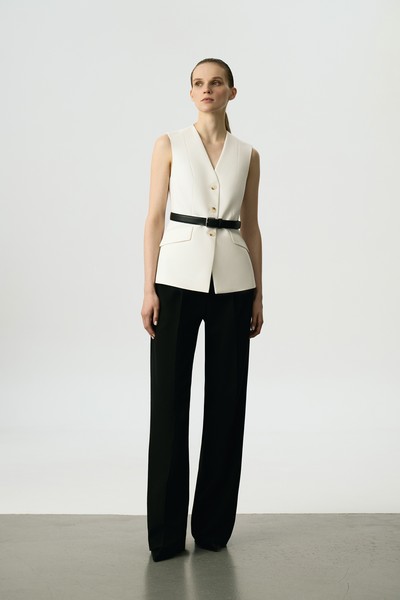 Удлиненный приталенный жилет VASSA&Co, пол женский, цвет белый, фото №3