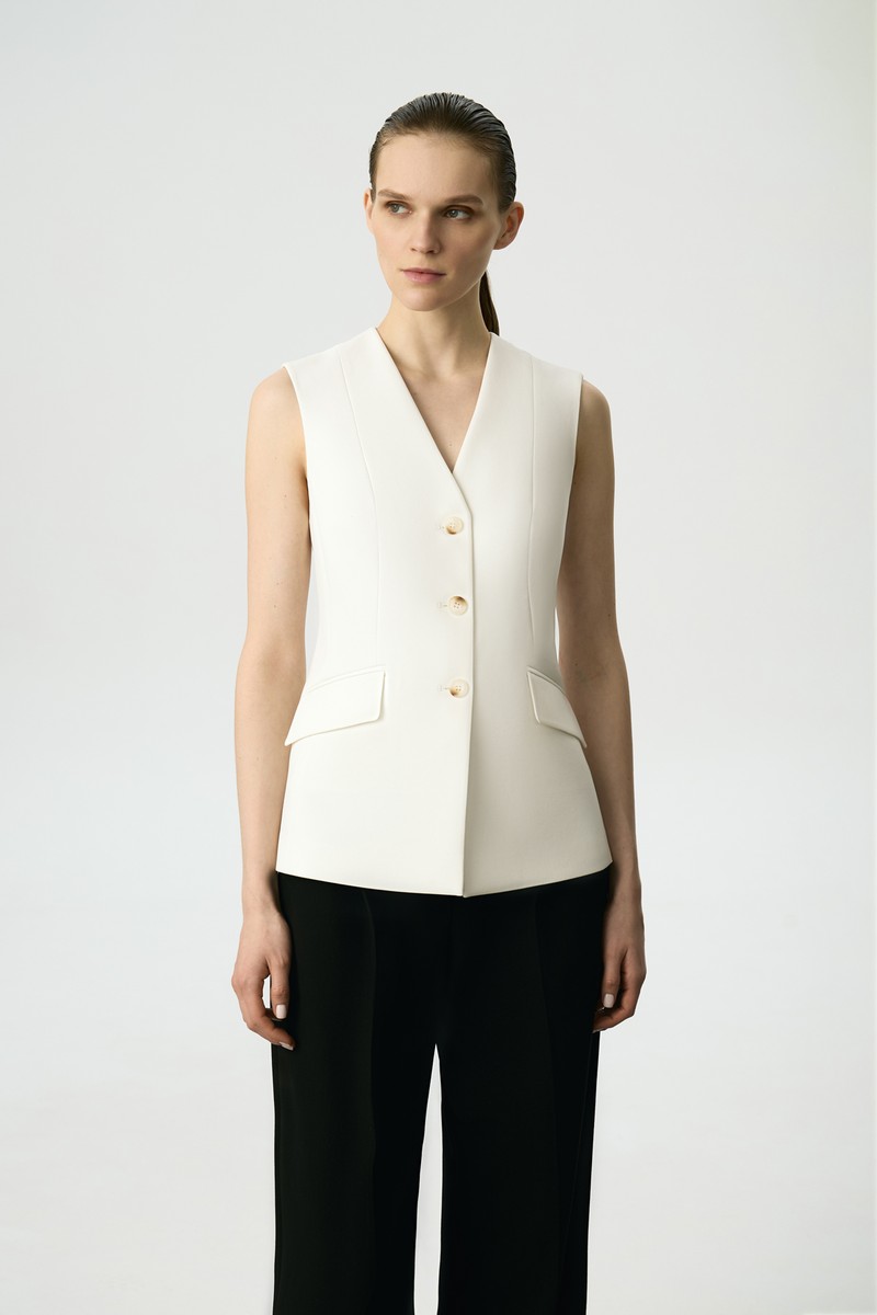 Жилет белый VASSA&Co, пол женский, цвет белый, фото №4