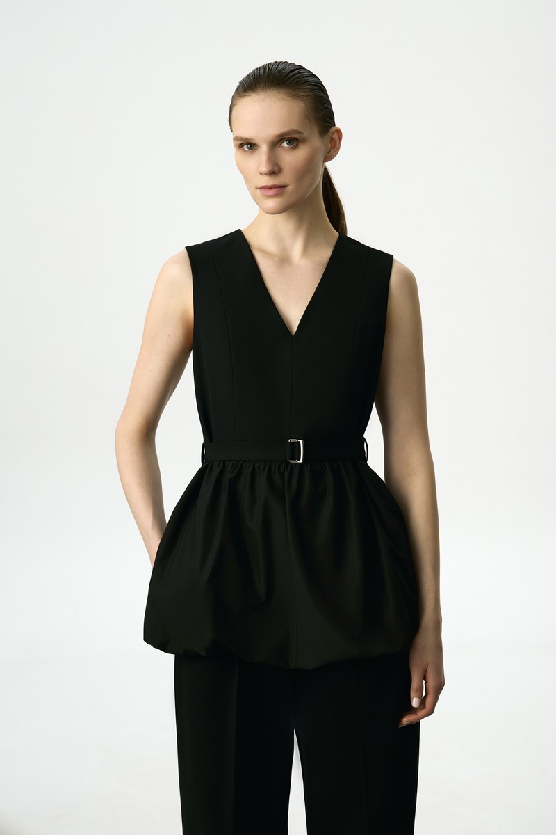 Жилет с баской VASSA&Co, пол женский, цвет черный, фото №5