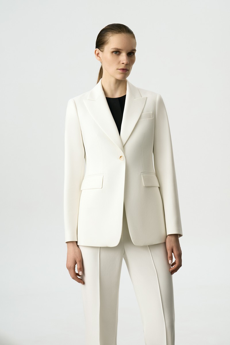 Жакет однобортный белый VASSA&Co, пол женский, цвет белый, фото №4