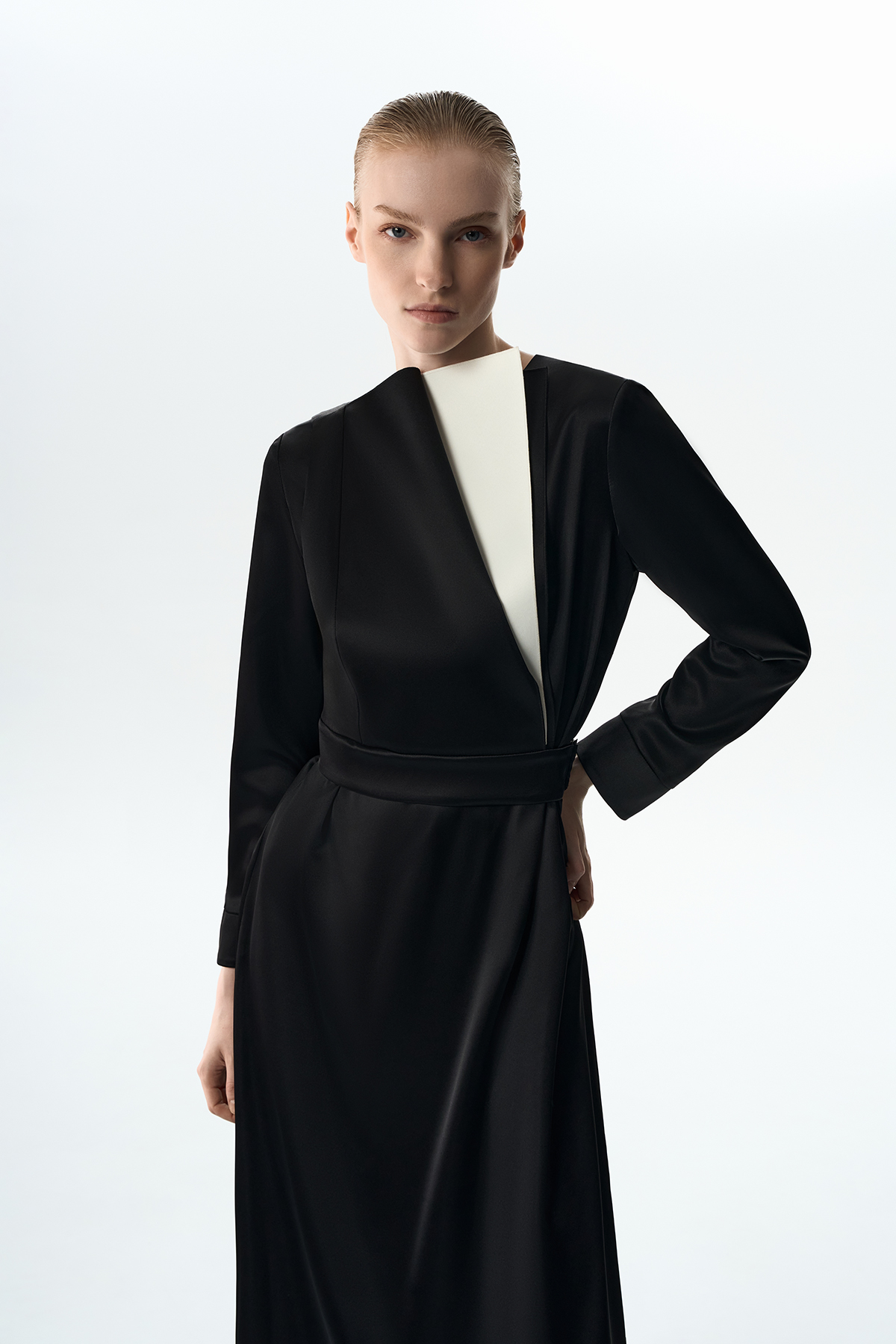 Платье со съемной деталью VASSA&Co, пол женский, цвет черный, фото №5