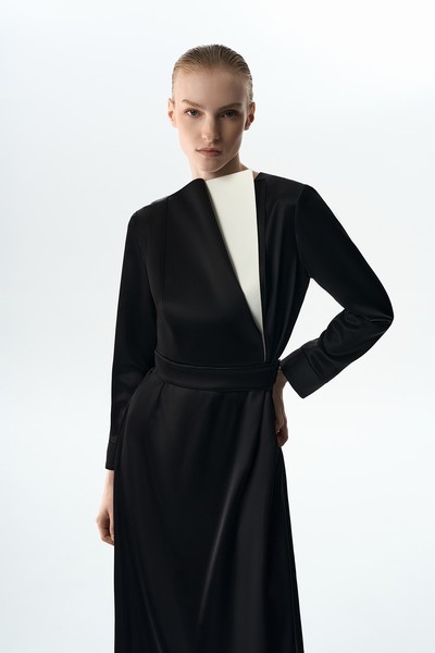 Платье со съемной деталью VASSA&Co, пол женский, цвет черный, фото №5