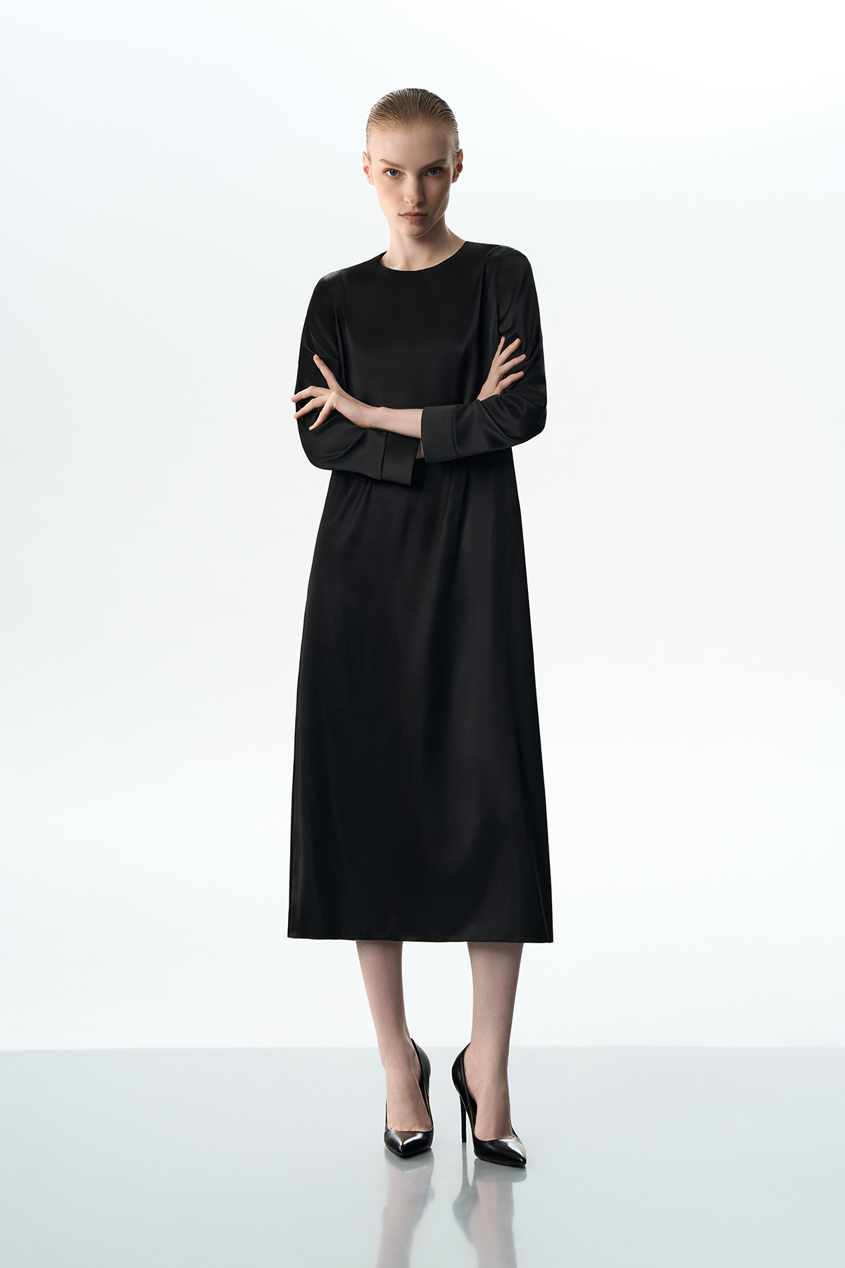 Платье со съемной деталью VASSA&Co, пол женский, цвет черный, фото №4