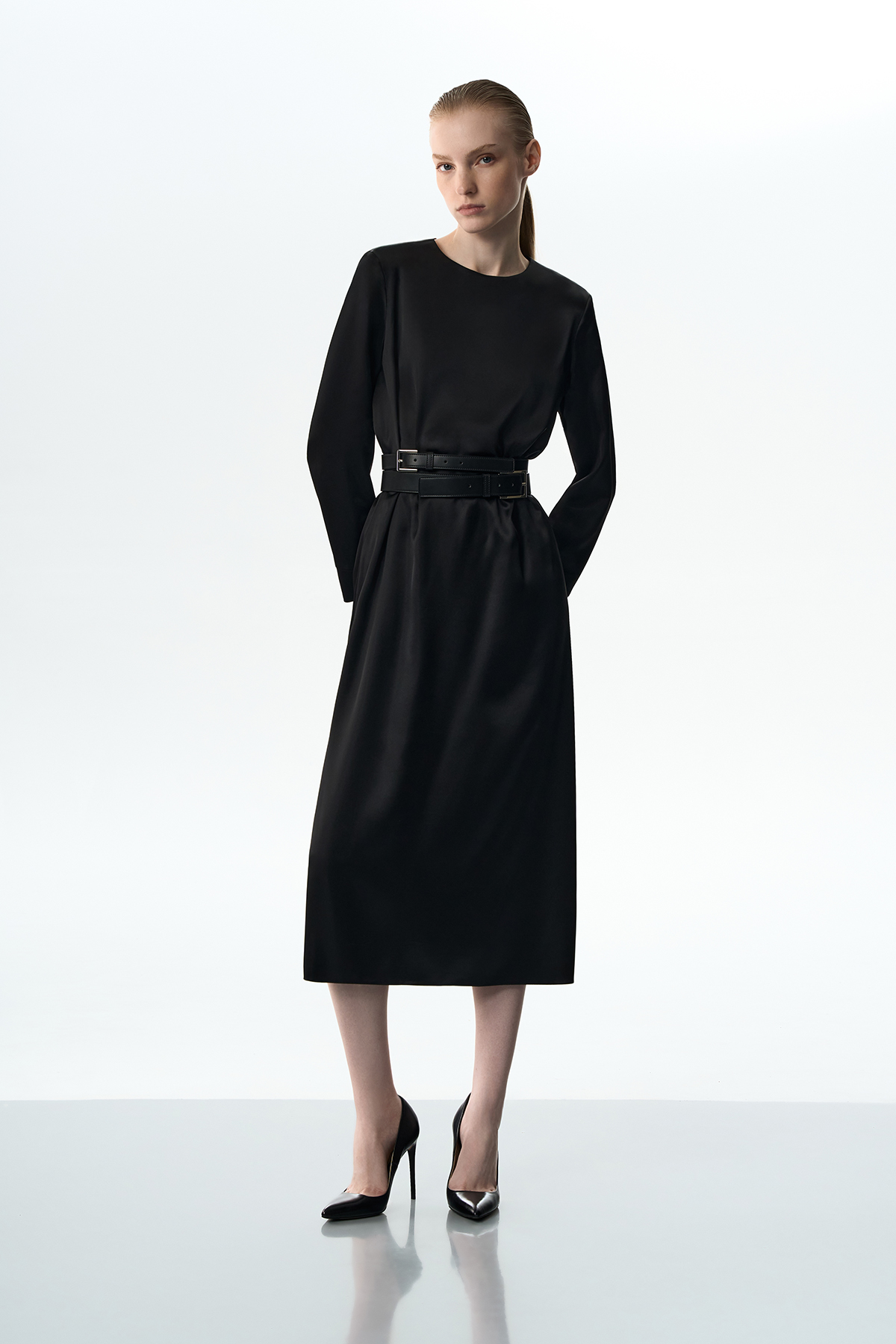 Платье со съемной деталью VASSA&Co, пол женский, цвет черный, фото №3