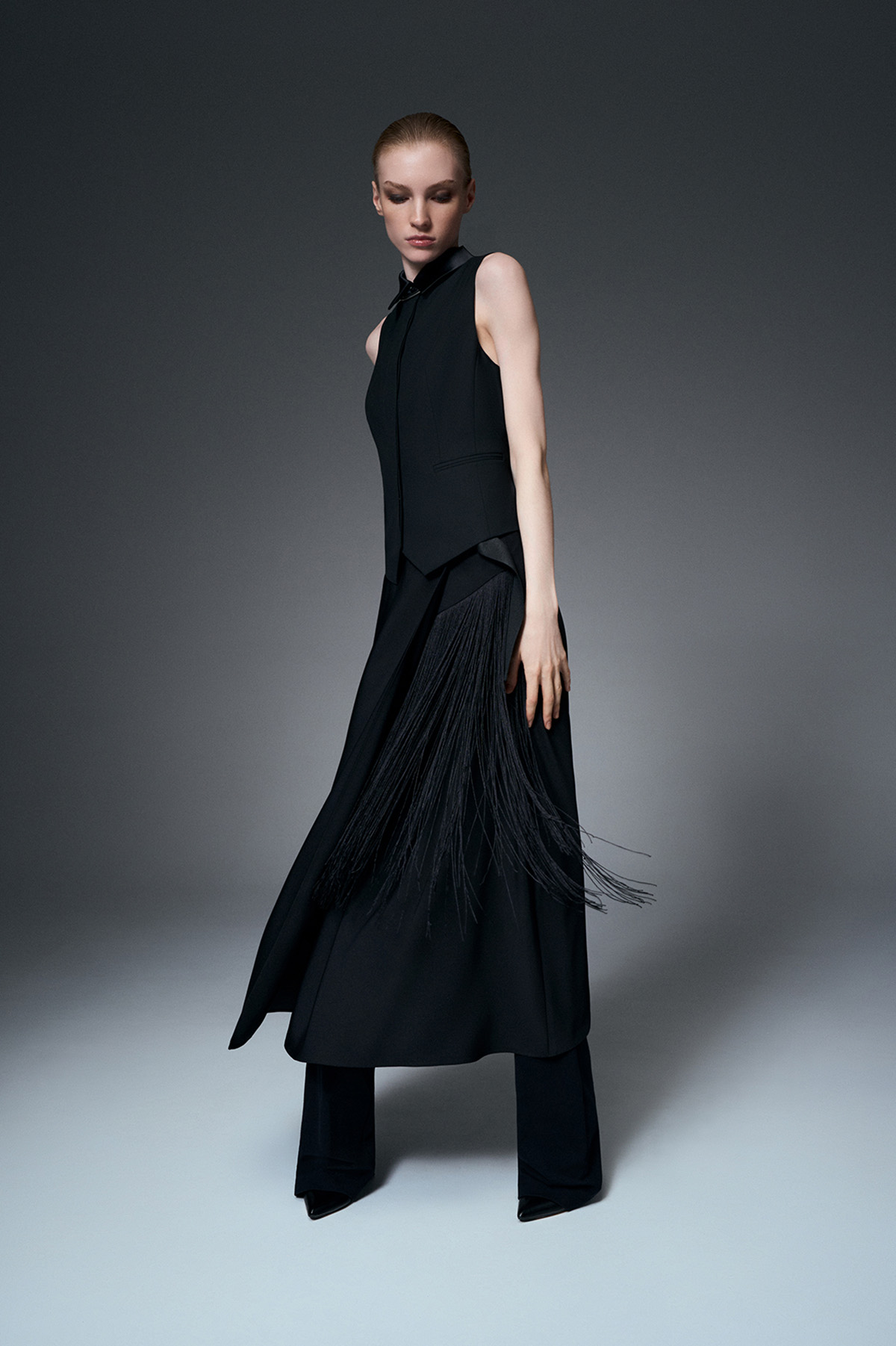 Юбка-миди с бахромой VASSA&Co, пол женский, цвет черный, фото №2