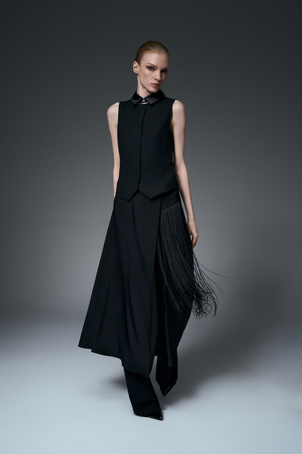 Юбка-миди с бахромой VASSA&Co, пол женский, цвет черный, фото №3