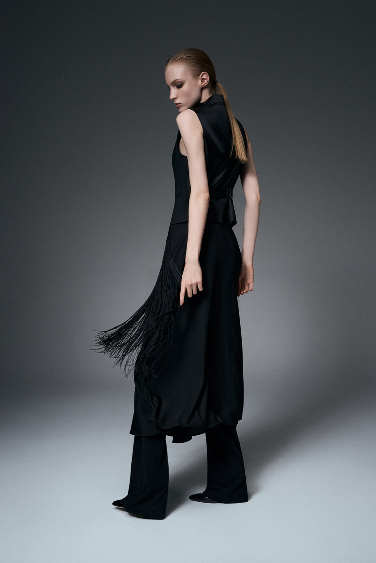 Юбка-миди с бахромой VASSA&Co, пол женский, цвет черный, фото №4