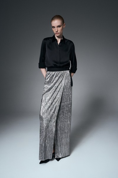 Юбка-макси из металлизированной ткани VASSA&Co, пол женский, цвет серый, фото №2