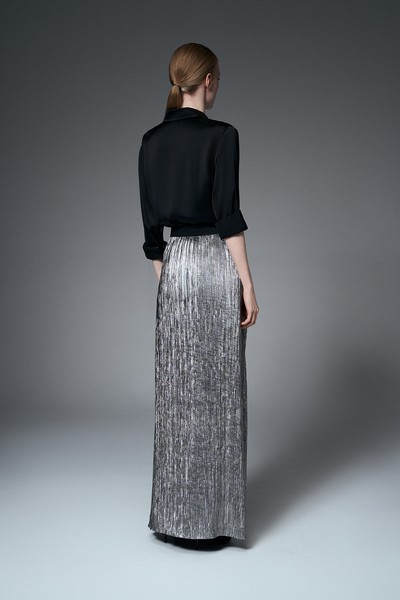 Юбка-макси из металлизированной ткани VASSA&Co, пол female, цвет серый, фото №5