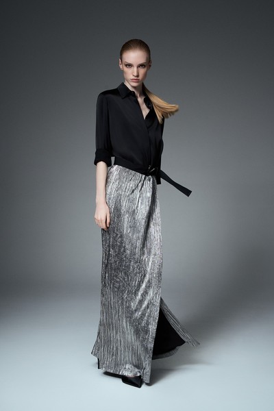 Юбка-макси из металлизированной ткани VASSA&Co, пол female, цвет серый, фото №3