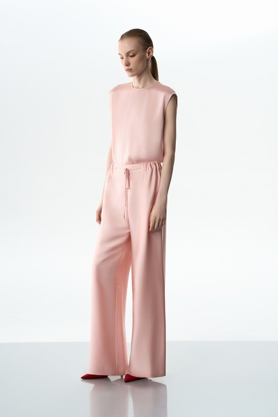 Брюки в пижамном стиле розовые VASSA&Co, пол женский, цвет розовый, фото №3