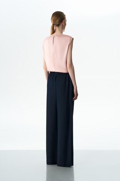 Брюки в пижамном стиле VASSA&Co, пол женский, цвет синий, фото №5