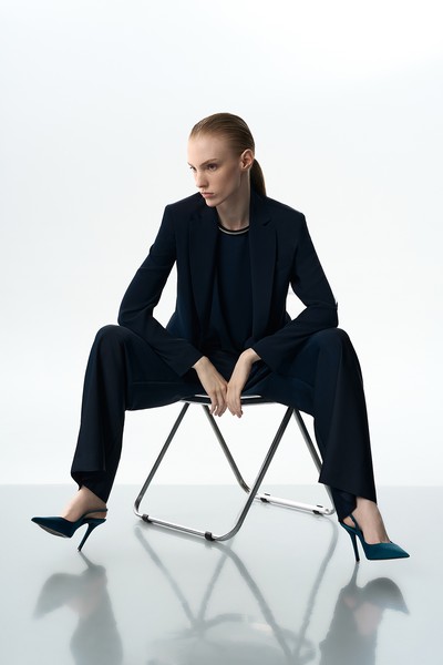 Брюки в пижамном стиле VASSA&Co, пол женский, цвет синий, фото №2