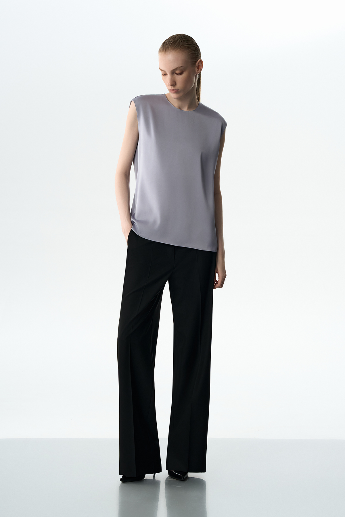 Блузка без рукавов VASSA&Co, пол женский, цвет голубой, фото №3