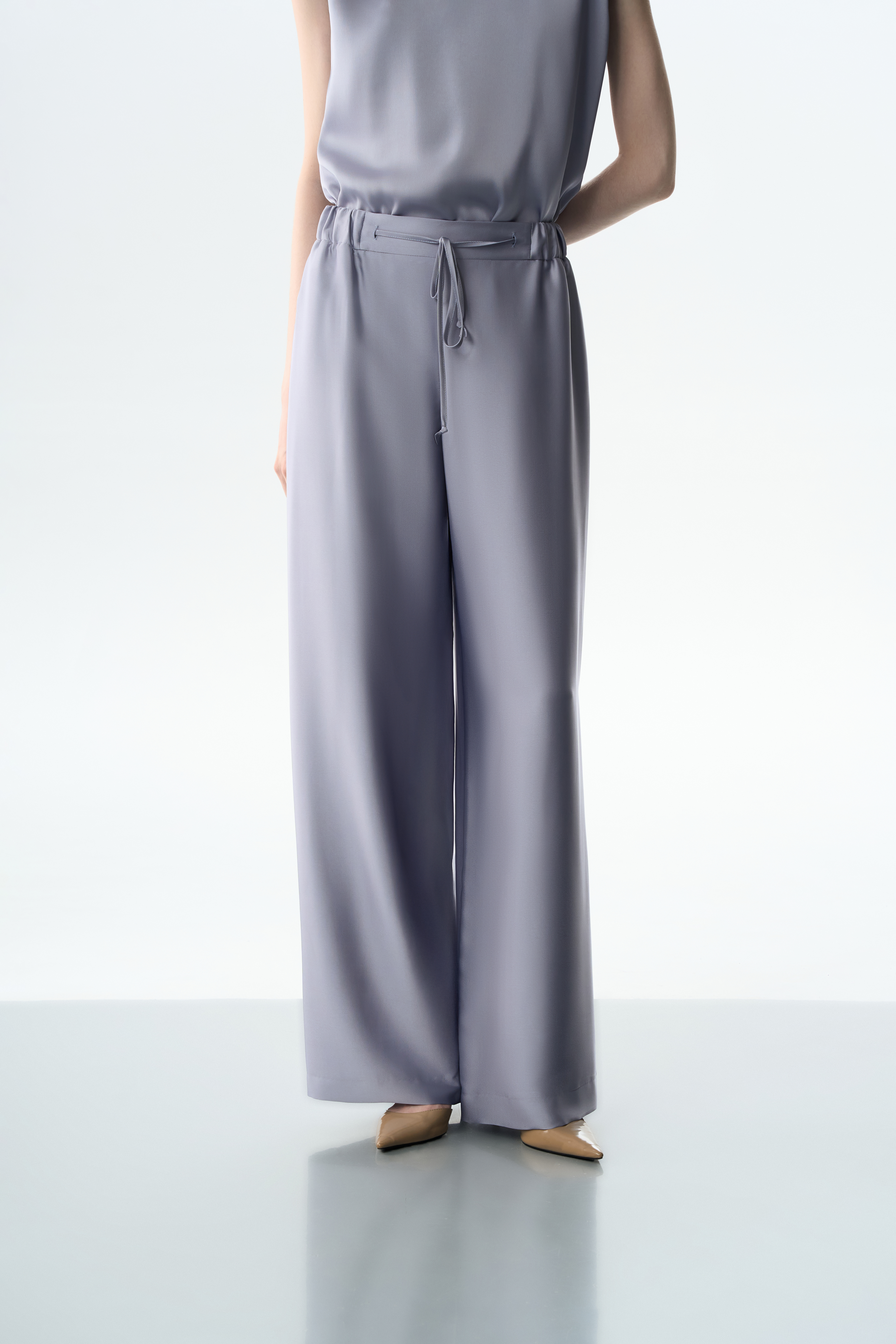 Брюки в пижамном стиле VASSA&Co, пол женский, цвет голубой, фото №3