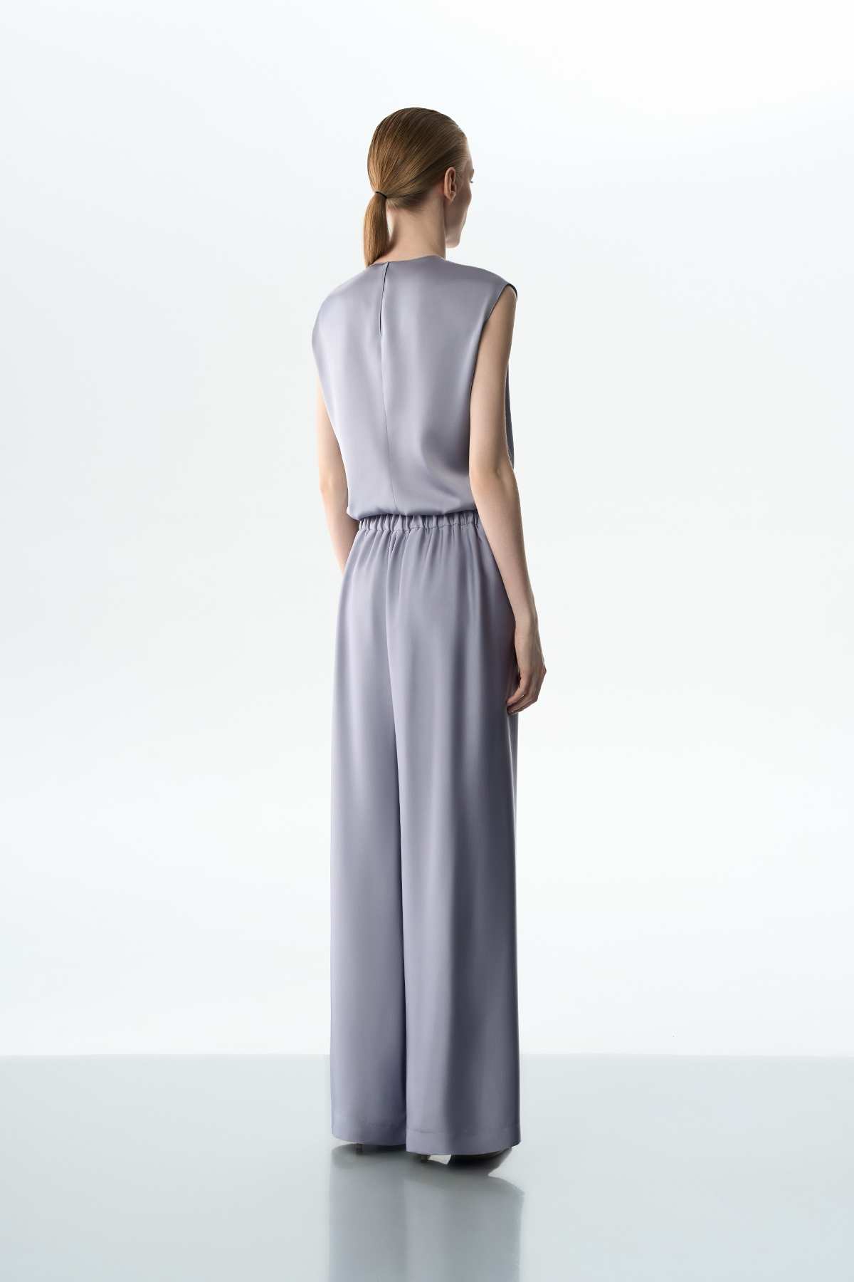 Брюки в пижамном стиле VASSA&Co, пол женский, цвет голубой, фото №4