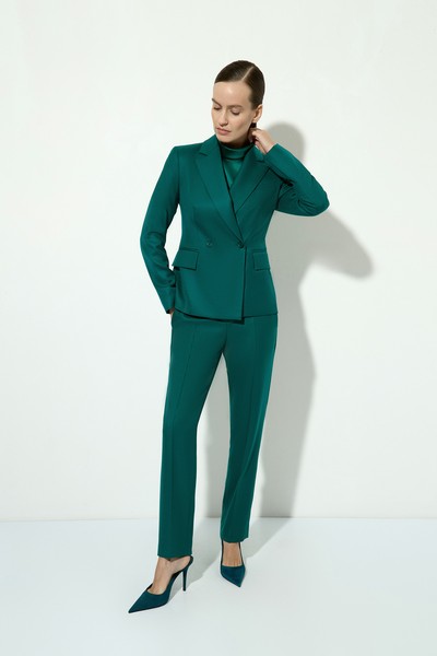 Жакет двубортный приталенный VASSA&Co, пол женский, цвет зеленый, фото №3