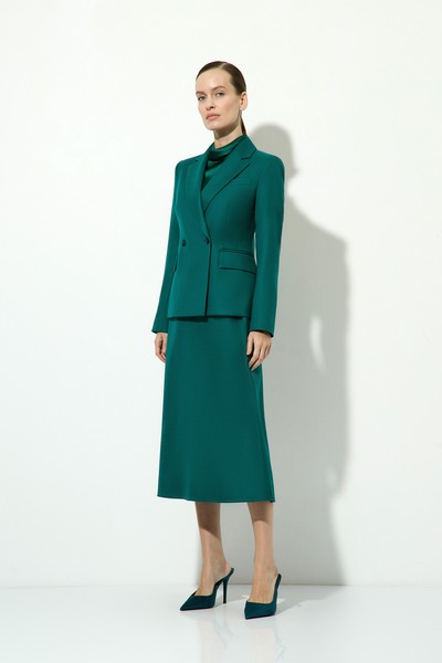 Жакет двубортный приталенный VASSA&Co, пол женский, цвет зеленый, фото №4